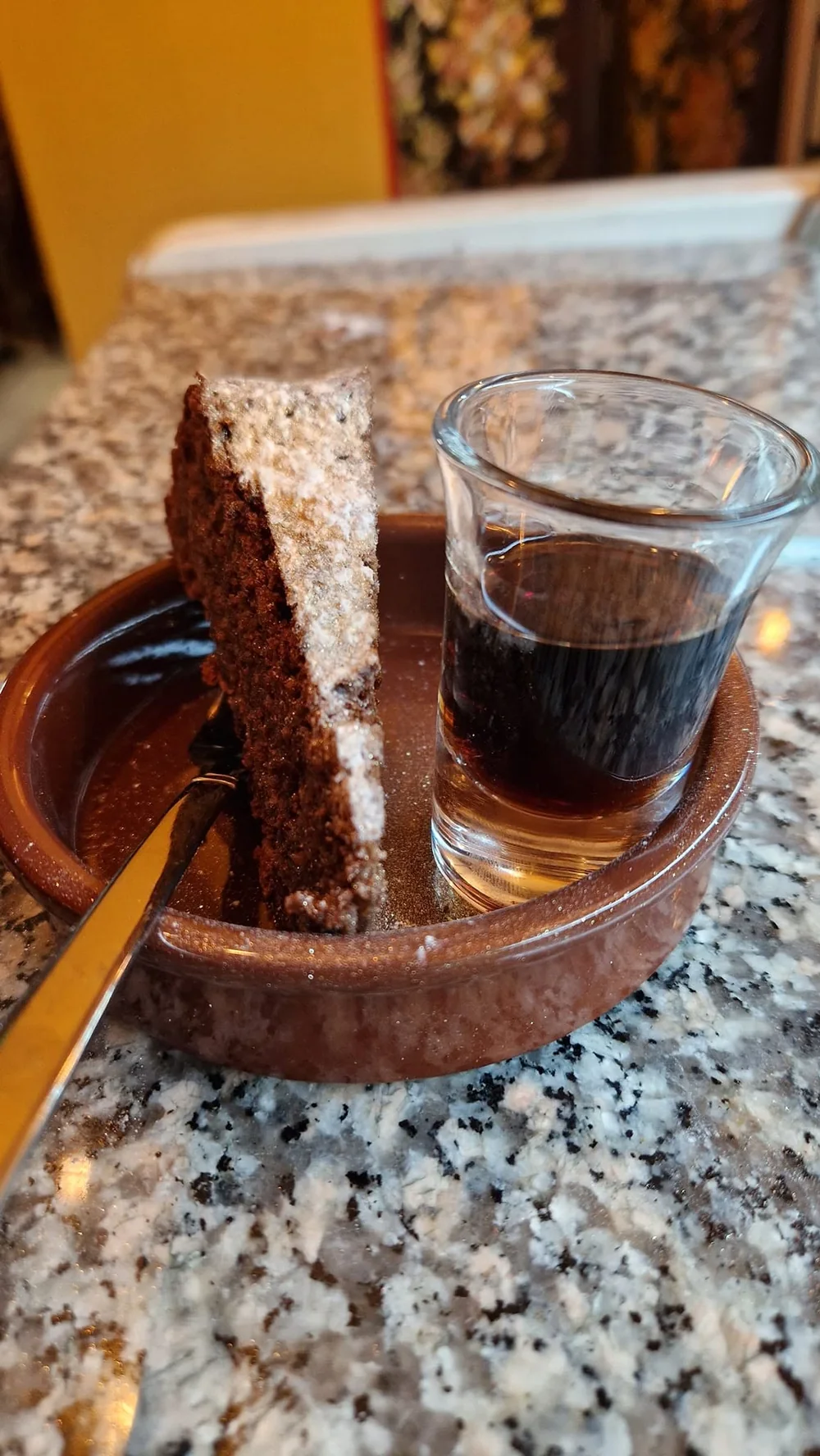 Coffee and a sweet plate served at Bodega 19